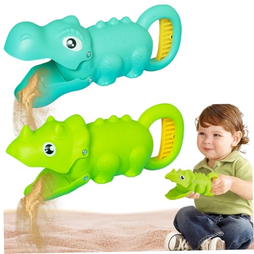 Ligeinsrk Toy Grabber Claw für Kinder 2PCS Leicht Bunte Dinosaurier Sandspielzeug süßer pädagogischer Sandgrabber -Spielzeug für Strand, Sandbox oder Garten (2PCS) von Ligeinsrk
