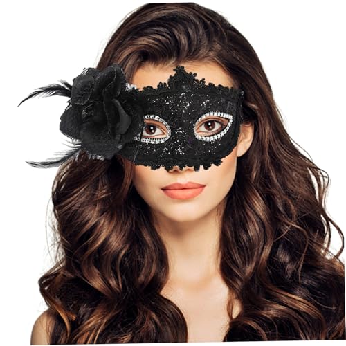 Ligeinsrk Venezianische Maske Frauen mit Blumenschmuck 8x4 Zoll Halbgesicht PP Masquerade Maske mit Kopfgurt für Abschlussball, Halloween, Schwarz, Maskerade Ligeinsrk Venezianische Maske Frauen mit Blumenschmuck 8x4 Zoll Halbgesicht PP Masquerade Maske mit Kopfgurt für Abschlussball, Halloween, Schwarz, Maskerade von Ligeinsrk