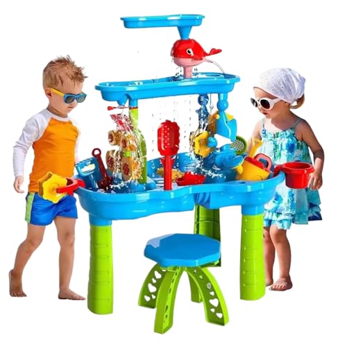 Ligeinsrk Wassertisch für Kinder 1 Set 3-stufig geräumiger sensorischer Tisch Buntes Sand Interaktive Eltern-Kind-Entwicklung Kühlung Wasserspielzeug für Outdoor Beach, Sand, Kleinkind Ligeinsrk Wassertisch für Kinder 1 Set 3-stufig geräumiger sensorischer Tisch Buntes Sand Interaktive Eltern-Kind-Entwicklung Kühlung Wasserspielzeug für Outdoor Beach, Sand, Kleinkind von Ligeinsrk