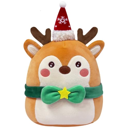 Ligeinsrk Weihnachten ausgestopfte Tiere 9.8 '' Weiches Weihnachts -Rentier Plüsch mit Hut & Bogen süße Festliche Hirsch -Stofftier für Dekor Rückenlehne von Ligeinsrk