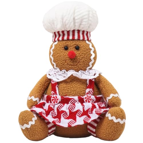 Ligeinsrk Weihnachtsgingerbread Mann Plüsch mit Hut - süßes Lebkuchen -Stofftier für Urlaub, Weihnachtsdekorationen und Feiertagsgeschenke (Mädchen) von Ligeinsrk