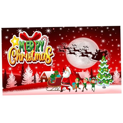 Ligeinsrk Weihnachtspartner -Tür -Cover, 7x8ft Frohe Weihnachten Garagentor Banner mit Elch Santa Claus Weihnachtsbaummuster, hängende Urlaubsabdeckungen für Party -Wandtor von Ligeinsrk