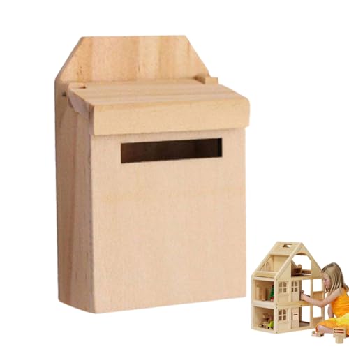 Miniatur Mail Box Mini Holz Flip Mailbox Dollhouse Dekoration Modell Zubehör für Kinder Holzfarbe Miniatur Holz Mail Box von Ligeinsrk