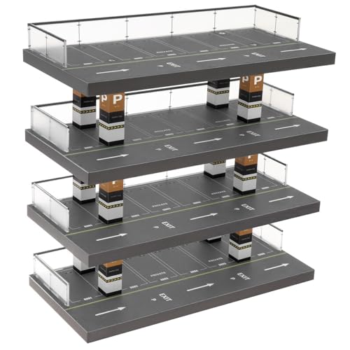 Modellauto-Display-Hülle mit Parkplatz Szene 1:64 Skala 4-stufiges Spielzeugauto-Display Einfacher Baugruppe DIY Friendly Fade Resistant Modell Car Display, kein Auto-Modellauto-Display Hülle von Ligeinsrk