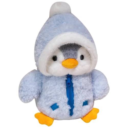 Penguin Plüsch, niedliches Pinguin -Stofftier mit Hut und Kleidung 10 kuschelige Weihnachts -Stofftiere, weiche Körperpudgie Pinguine für Home Weihnachtsfeier Winterschmuckgeschenk, Blau von Ligeinsrk