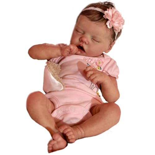 Real Life Babypuppe 18 -Zoll -Silikon -Babypuppen -Babypuppe Realistisch wiedergeboren schlafend, waschbares Neugeborenes Mädchen mit Kleidung und Kopfschmuck - perfekt für Kinderspielzeug von Ligeinsrk
