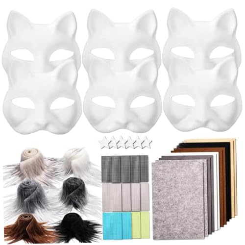Therian Mask Kit, DIY Fox Mask Making Kit mit pelzigem Streifen, Augennetz, Sternaufkleber und Filz für Maskerade -Party -Cosplay -Kostüm, Making, Therian Therian Mask Kit, DIY Fox Mask Making Kit mit pelzigem Streifen, Augennetz, Sternaufkleber und Filz für Maskerade -Party -Cosplay -Kostüm, Making, Therian von Ligeinsrk
