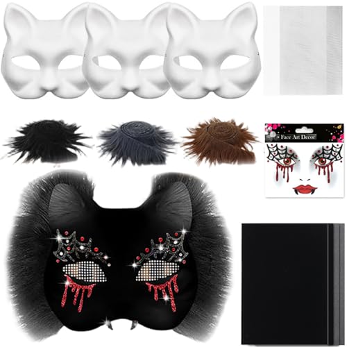 Therian Mask Kit, DIY leere halbe Gesichtskatze Maske mit Filzstoffblech, Plüsch -Kunstpelzen und Augennetz, dekoratives Tierkostüm für Maskerade, Cosplay -Party, Schwarz, Therian Kit, Pelz Therian Mask Kit, DIY leere halbe Gesichtskatze Maske mit Filzstoffblech, Plüsch -Kunstpelzen und Augennetz, dekoratives Tierkostüm für Maskerade, Cosplay -Party, Schwarz, Therian Kit, Pelz von Ligeinsrk