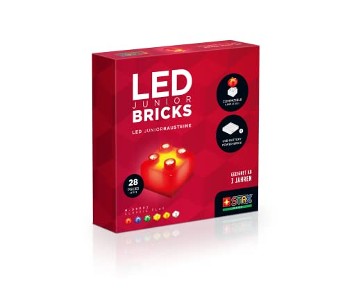 Light Stax JUNIOR Classic Plus M-09002, kompatibel mit dem STAX System und Allen bekannten Bausteinmarken, 28 STAX, inkl. USB Power Base und Kabel, Bunt von Light Stax