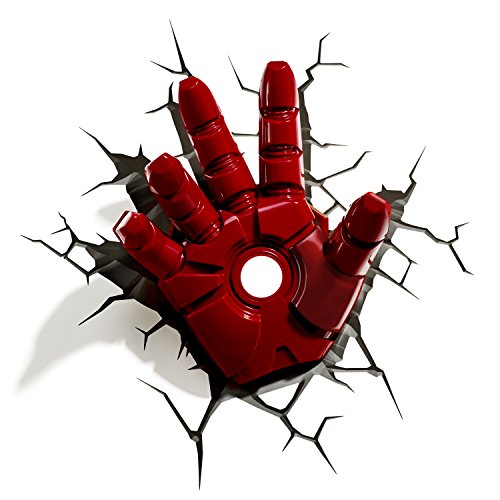 3D Light FX 816733840598 Marvel Iron Man 3D-Nachtlicht, Design: Hand, Rot von Marvel