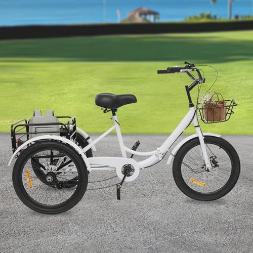 20 Zoll 7-Gang Faltbar Dreirad, Dreirad für Erwachsene, Erwachsene 3-Rad Fahrrad Klappbar mit Shopping Korb, Höhenverstellbar für Erwachsene, Senioren und Anfänger Geeignet 20 Zoll 7-Gang Faltbar Dreirad, Dreirad für Erwachsene, Erwachsene 3-Rad Fahrrad Klappbar mit Shopping Korb, Höhenverstellbar für Erwachsene, Senioren und Anfänger Geeignet von Lightakai