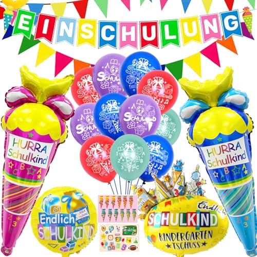 Ligtmor Schulkind 2025, Einschulung Deko, Einschulung Girlande + 2.5m Wimpelkette Girlande + Folienballon Schultüte Jungen Mädchen + 28 Luftballon Junge Mädchen, Schulanfang Deko Ligtmor Schulkind 2025, Einschulung Deko, Einschulung Girlande + 2.5m Wimpelkette Girlande + Folienballon Schultüte Jungen Mädchen + 28 Luftballon Junge Mädchen, Schulanfang Deko von Ligtmor