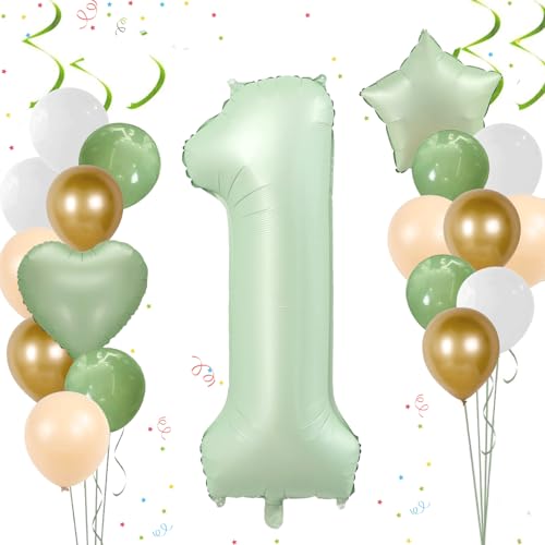 Ligtmor Zahlen Luftballon Grün, 101cm Salbeigrün Folienballon 1, 40 Zoll Olivgrün Zahlenballon 1, Luftballons 1. Geburtstag für Junge Mädchen Geburtstagsdeko Jubiläum Party Deko Ligtmor Zahlen Luftballon Grün, 101cm Salbeigrün Folienballon 1, 40 Zoll Olivgrün Zahlenballon 1, Luftballons 1. Geburtstag für Junge Mädchen Geburtstagsdeko Jubiläum Party Deko von Ligtmor