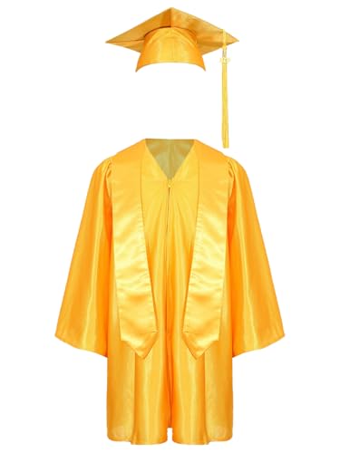 LiiYii Abschlusskleid Und Doktorhut Talar Für Jungen Und Mädchen Abschlussuniform Für Den Bachelor Abschlussoutfit Set Vorschulkinder Kindergarten Gelb 98-104 LiiYii Abschlusskleid Und Doktorhut Talar Für Jungen Und Mädchen Abschlussuniform Für Den Bachelor Abschlussoutfit Set Vorschulkinder Kindergarten Gelb 98-104 von LiiYii