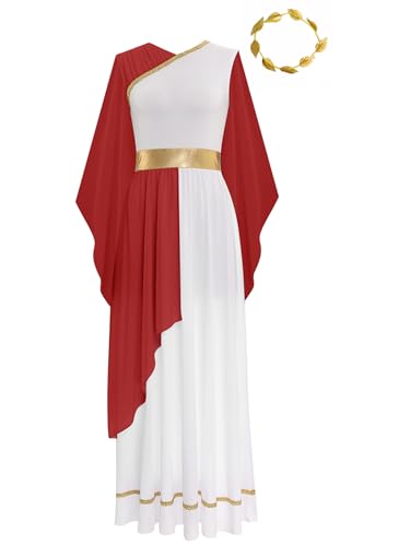 LiiYii Antikes Griechisches Göttinnenkostüm Für Damen Antikes Kleid Verkleidung Römische Toga Griechisch Halloween Karneval Party Burgund XXL LiiYii Antikes Griechisches Göttinnenkostüm Für Damen Antikes Kleid Verkleidung Römische Toga Griechisch Halloween Karneval Party Burgund XXL von LiiYii