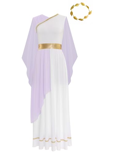LiiYii Antikes Griechisches Göttinnenkostüm Für Damen Antikes Kleid Verkleidung Römische Toga Griechisch Halloween Karneval Party Lavendel L LiiYii Antikes Griechisches Göttinnenkostüm Für Damen Antikes Kleid Verkleidung Römische Toga Griechisch Halloween Karneval Party Lavendel L von LiiYii