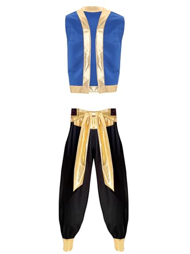 LiiYii Araber Genie Kostüm Für Herren Arabischer Prinz Kostüm Orientalisches Gewand Mit Goldenen Elementen Ärmellose Weste + Bloomers Hosen Karnevalskostüm Schwarz XXL LiiYii Araber Genie Kostüm Für Herren Arabischer Prinz Kostüm Orientalisches Gewand Mit Goldenen Elementen Ärmellose Weste + Bloomers Hosen Karnevalskostüm Schwarz XXL von LiiYii