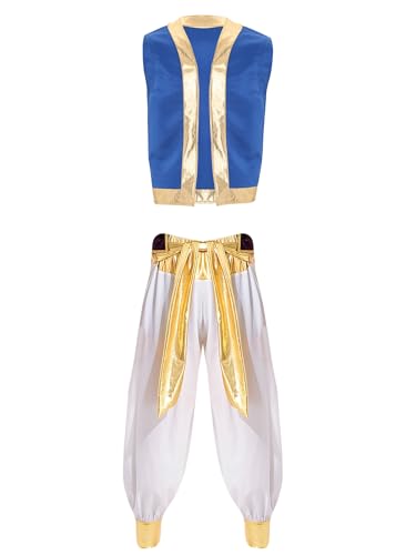 LiiYii Araber Genie Kostüm Für Herren Arabischer Prinz Kostüm Orientalisches Gewand Mit Goldenen Elementen Ärmellose Weste + Bloomers Hosen Karnevalskostüm Weiß L LiiYii Araber Genie Kostüm Für Herren Arabischer Prinz Kostüm Orientalisches Gewand Mit Goldenen Elementen Ärmellose Weste + Bloomers Hosen Karnevalskostüm Weiß L von LiiYii
