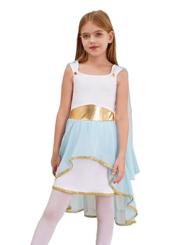 LiiYii Athener Mädchen Kostüm Griechische Göttin Kostüm Römische Toga Ohne Ärmel Olympische Göttin Aphrodite Kleid Julius Cäsar Gladiator Für Hellblau 134-140 LiiYii Athener Mädchen Kostüm Griechische Göttin Kostüm Römische Toga Ohne Ärmel Olympische Göttin Aphrodite Kleid Julius Cäsar Gladiator Für Hellblau 134-140 von LiiYii