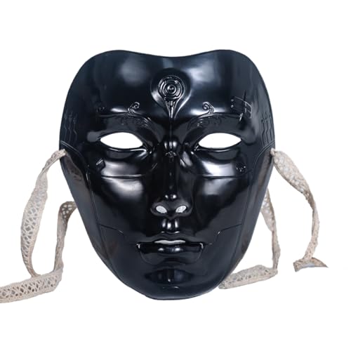LiiYii Chinesische Maske Stück Cooles Modell Für Herren Und Damen Kleidungsaccessoires Accessoires Mit Schnürsenkeln Für Halloween Makeup Ball Schwarz Einheitsgröße von LiiYii