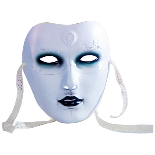 LiiYii Chinesische Maske Stück Cooles Modell Für Herren Und Damen Kleidungsaccessoires Accessoires Mit Schnürsenkeln Für Halloween Makeup Ball Weiß Schwarz Einheitsgröße von LiiYii