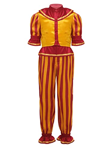 LiiYii Clown Harlekin Kostüm Für Mädchen Jungen Zirkus Halloween Fest Karneval Jahre Gelb 134-140 LiiYii Clown Harlekin Kostüm Für Mädchen Jungen Zirkus Halloween Fest Karneval Jahre Gelb 134-140 von LiiYii