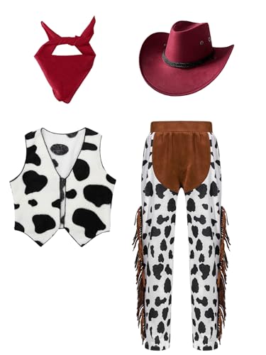 LiiYii Cowboy Kostüm Für Jungen Mädchen Kinder Cowboy Outfit Mit Hut Bandana Accessoires Karneval Halloween Weihnachten Burgund 110-116 LiiYii Cowboy Kostüm Für Jungen Mädchen Kinder Cowboy Outfit Mit Hut Bandana Accessoires Karneval Halloween Weihnachten Burgund 110-116 von LiiYii