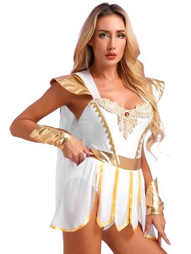 LiiYii Damen Griechische Göttin Kostüm Ärmellose Edles Kleid mit Armstulpen Aphrodite Griechin Kostüm Cosplay Set Fasching Weiß XXL LiiYii Damen Griechische Göttin Kostüm Ärmellose Edles Kleid mit Armstulpen Aphrodite Griechin Kostüm Cosplay Set Fasching Weiß XXL von LiiYii