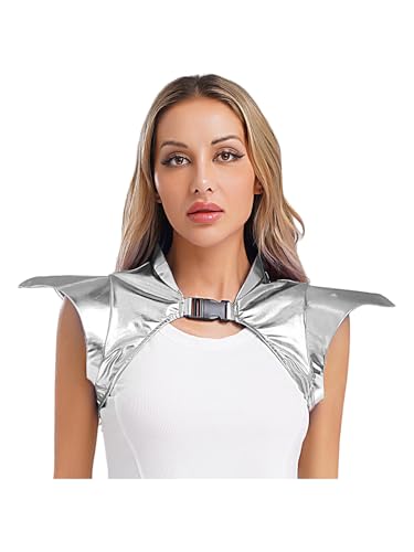 LiiYii Damen Metallic Armor Glitzer Bolero Oberteil Pu Leder Steampunk Kostüm Cosply Halloween Nachtclubs Faschingskostü Silber L LiiYii Damen Metallic Armor Glitzer Bolero Oberteil Pu Leder Steampunk Kostüm Cosply Halloween Nachtclubs Faschingskostü Silber L von LiiYii