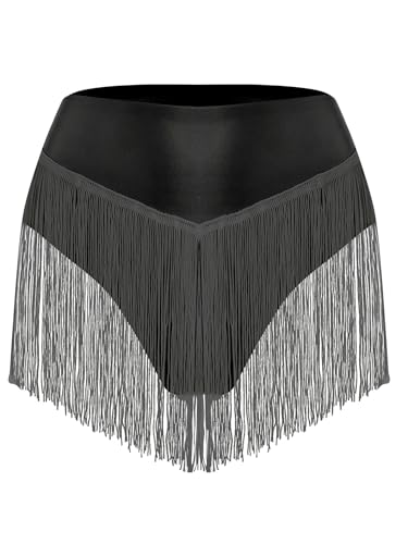 LiiYii Damen Metallic Shorts Holographi Fransen Shorts mit Tanga Unterwäsche Nachtclub Karnevalskostüm Mottopartys Schwarz L LiiYii Damen Metallic Shorts Holographi Fransen Shorts mit Tanga Unterwäsche Nachtclub Karnevalskostüm Mottopartys Schwarz L von LiiYii