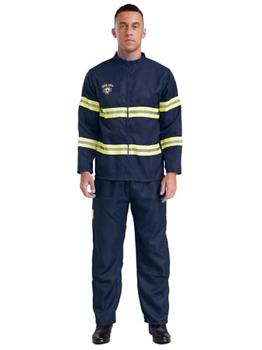 LiiYii Erwachsene Feuerwehr Verkleidung Uniform Für Männer Mit Helm Set Cosplay Kostüm Halloween Karneval Marineblau S LiiYii Erwachsene Feuerwehr Verkleidung Uniform Für Männer Mit Helm Set Cosplay Kostüm Halloween Karneval Marineblau S von LiiYii