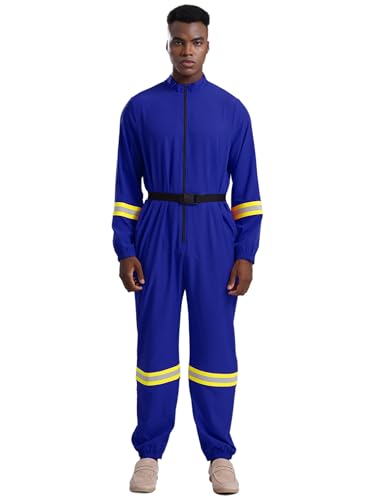 LiiYii Feuerwehr Kostüm Fieber Für Männer Feuerfester Overall Ganzkörperanzug Mit Reißverschluss Und Gürtel Feuerwehruniform Rollenspiel Kostüm Für Karneval Blau XL LiiYii Feuerwehr Kostüm Fieber Für Männer Feuerfester Overall Ganzkörperanzug Mit Reißverschluss Und Gürtel Feuerwehruniform Rollenspiel Kostüm Für Karneval Blau XL von LiiYii