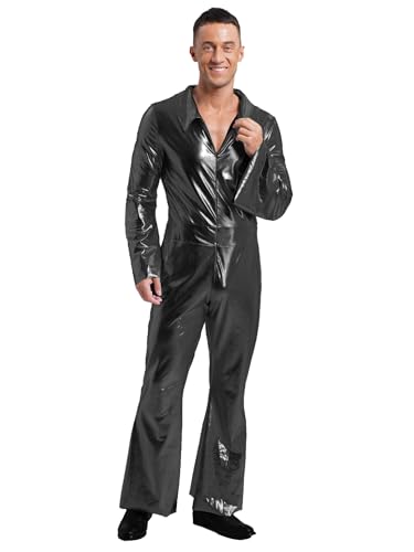 LiiYii Glitzernde Metallische Disco Kombination Für Herren Er Jahre Disco Kostüm Elefantenbein Hose Bodysuit Jumpsuit Schwarz 3XL LiiYii Glitzernde Metallische Disco Kombination Für Herren Er Jahre Disco Kostüm Elefantenbein Hose Bodysuit Jumpsuit Schwarz 3XL von LiiYii