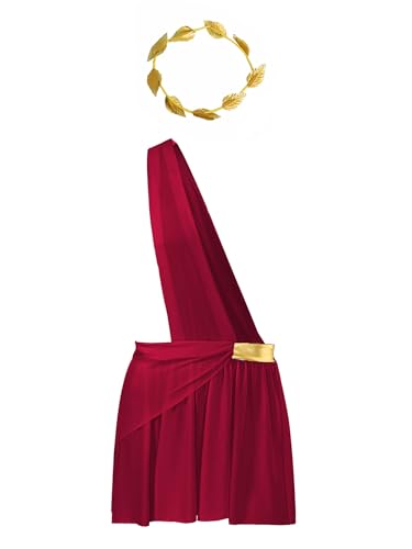LiiYii Griechisch Römische Verkleidung Für Männer Mit Stirnband Lorbeerkrone Cosplay Halloween Karneval Burgund S von LiiYii