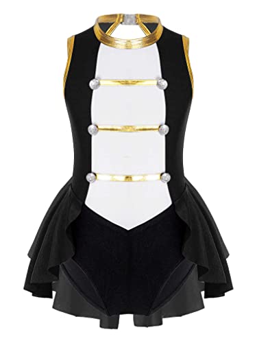 LiiYii Halloween Kinder Mädchen Kleider Body Zirkus Thema Design Ärmellos Rücken Ausschnitt Vintage Knopf Deko Rollenspiel Party Orgie Schwarz 158-164 von LiiYii