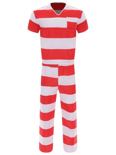 LiiYii Herren Gefängnis Verkleidung Erwachsene Sträflings Overall Orange Delinquent Kostüm Karneval Halloween Rot S LiiYii Herren Gefängnis Verkleidung Erwachsene Sträflings Overall Orange Delinquent Kostüm Karneval Halloween Rot S von LiiYii