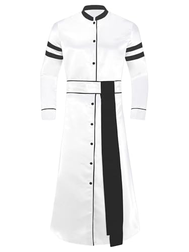 LiiYii Herren Priester Robe mit Gürtel Langarm Gespleißt Jacke Gewänder Kirche Vintage Pastor Kleid Priester Kostüm Cosplay Clubwear Weiß XXL LiiYii Herren Priester Robe mit Gürtel Langarm Gespleißt Jacke Gewänder Kirche Vintage Pastor Kleid Priester Kostüm Cosplay Clubwear Weiß XXL von LiiYii