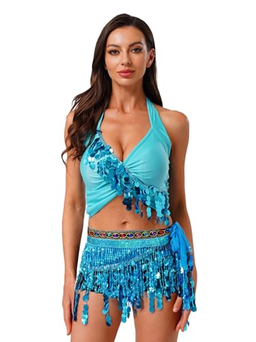 LiiYii Indisches Arabisches Prinzessinnenkostüm Ballettkleid Mit Trägern Und Rock Tanzaufführung Tanzkleidung Karnevalsshow Himmelblau Einheitsgröße LiiYii Indisches Arabisches Prinzessinnenkostüm Ballettkleid Mit Trägern Und Rock Tanzaufführung Tanzkleidung Karnevalsshow Himmelblau Einheitsgröße von LiiYii