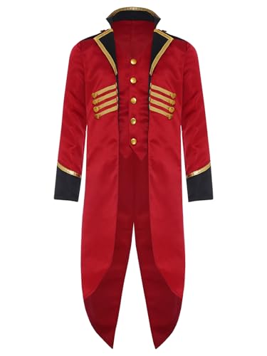 LiiYii Kind Junge Mädchen Mantel Jacke Frack Mittelalterliches Kostüm Steampunk Gothic Kostüm Party Karneval Halloween Burgund 158-164 von LiiYii
