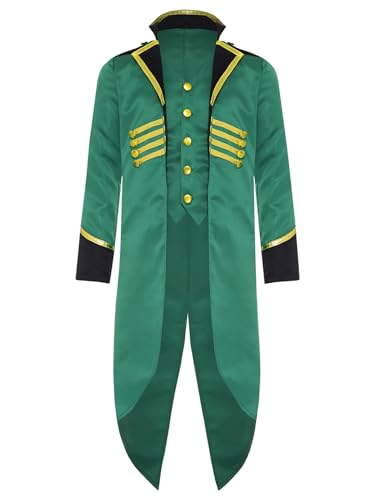 LiiYii Kind Junge Mädchen Mantel Jacke Frack Mittelalterliches Kostüm Steampunk Gothic Kostüm Party Karneval Halloween Grün 122-128 von LiiYii