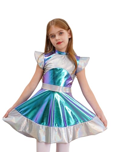 LiiYii Kind Mädchen Kleid Disco Tanz Glänzend Alien Kostüm Für Kinder Astronaut Alien Kostüm Halloween Cosplay Outfit Karneval Silber 122-128 LiiYii Kind Mädchen Kleid Disco Tanz Glänzend Alien Kostüm Für Kinder Astronaut Alien Kostüm Halloween Cosplay Outfit Karneval Silber 122-128 von LiiYii