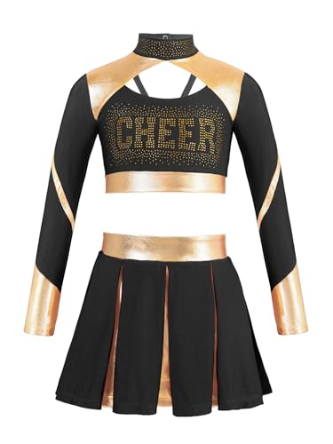 LiiYii Kind Mädchen Kostüm Pompom Girl Outfit Rock Minirock Metallisch Karneval Halloween Kostüm Jahre Schwarz 170 LiiYii Kind Mädchen Kostüm Pompom Girl Outfit Rock Minirock Metallisch Karneval Halloween Kostüm Jahre Schwarz 170 von LiiYii