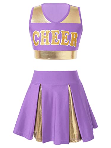 LiiYii Kinder Rollenspiel Mädchen Cheerleading Kostüme Ärmellos Karneval Halloween Performance Kostüme Lavendel 146-152 LiiYii Kinder Rollenspiel Mädchen Cheerleading Kostüme Ärmellos Karneval Halloween Performance Kostüme Lavendel 146-152 von LiiYii