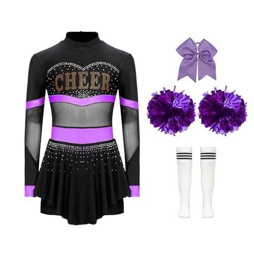 LiiYii Mädchen Pompon Girl Kostüm Mit Puscheln Uniform Halloween Karneval Kostüm Jahre Lila C 122-128 LiiYii Mädchen Pompon Girl Kostüm Mit Puscheln Uniform Halloween Karneval Kostüm Jahre Lila C 122-128 von LiiYii