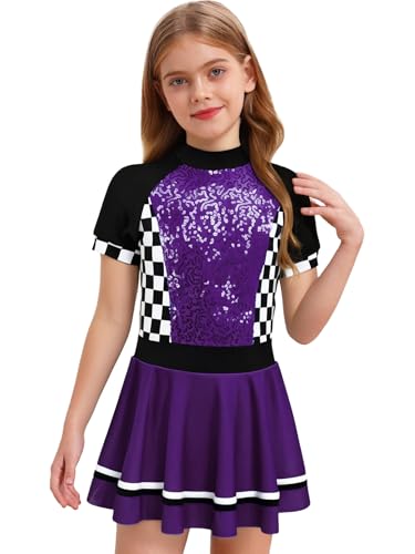 LiiYii Mädchen Rennfahrer Kostüm Rennauto Fahrer Kostüm Kurzarm Tütü Kleid Glitzer Cheer Leader Tanzkostüm Halloween Cosplay Faschingskostüm Violett 146-152 LiiYii Mädchen Rennfahrer Kostüm Rennauto Fahrer Kostüm Kurzarm Tütü Kleid Glitzer Cheer Leader Tanzkostüm Halloween Cosplay Faschingskostüm Violett 146-152 von LiiYii