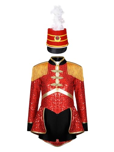 LiiYii Majorette Band Kostüm Für Mädchen Zirkus Dompteur Kostüm Ringmaster Outfit Zirkus Moderator Uniform Spielzeugsoldat Für Karneval Rot B 158-164 LiiYii Majorette Band Kostüm Für Mädchen Zirkus Dompteur Kostüm Ringmaster Outfit Zirkus Moderator Uniform Spielzeugsoldat Für Karneval Rot B 158-164 von LiiYii