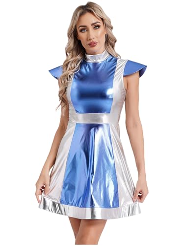 LiiYii Metallisches Nasses Alien Kostüm Für Erwachsene Blaues Alien Kleid Frau Astronaut Karneval Tanz Clubwear Halloween Hellblau XL LiiYii Metallisches Nasses Alien Kostüm Für Erwachsene Blaues Alien Kleid Frau Astronaut Karneval Tanz Clubwear Halloween Hellblau XL von LiiYii