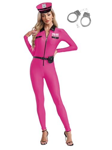 LiiYii Polizeikostüm Damenuniform Polizeioffizieranzug Ganzkörper Jumpsuit Handschellen Polizeimütze Halloween Karneval Opernkostüm Knalliges Pink 3XL LiiYii Polizeikostüm Damenuniform Polizeioffizieranzug Ganzkörper Jumpsuit Handschellen Polizeimütze Halloween Karneval Opernkostüm Knalliges Pink 3XL von LiiYii