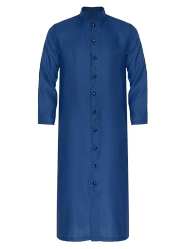 LiiYii Priesterkostüm Für Männer Mönchskutte Mittelalterlicher Renaissance Umhang Ideal Für Halloween Karneval Marineblau M von LiiYii