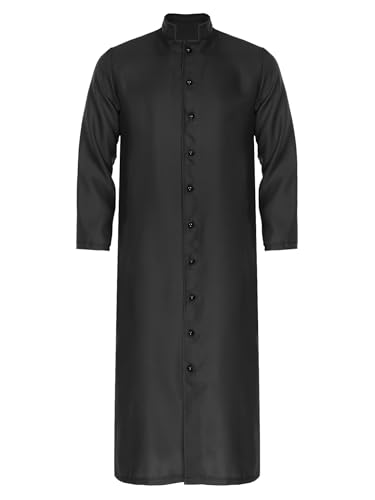 LiiYii Priesterkostüm Für Männer Mönchskutte Mittelalterlicher Renaissance Umhang Ideal Für Halloween Karneval Schwarz XXL von LiiYii